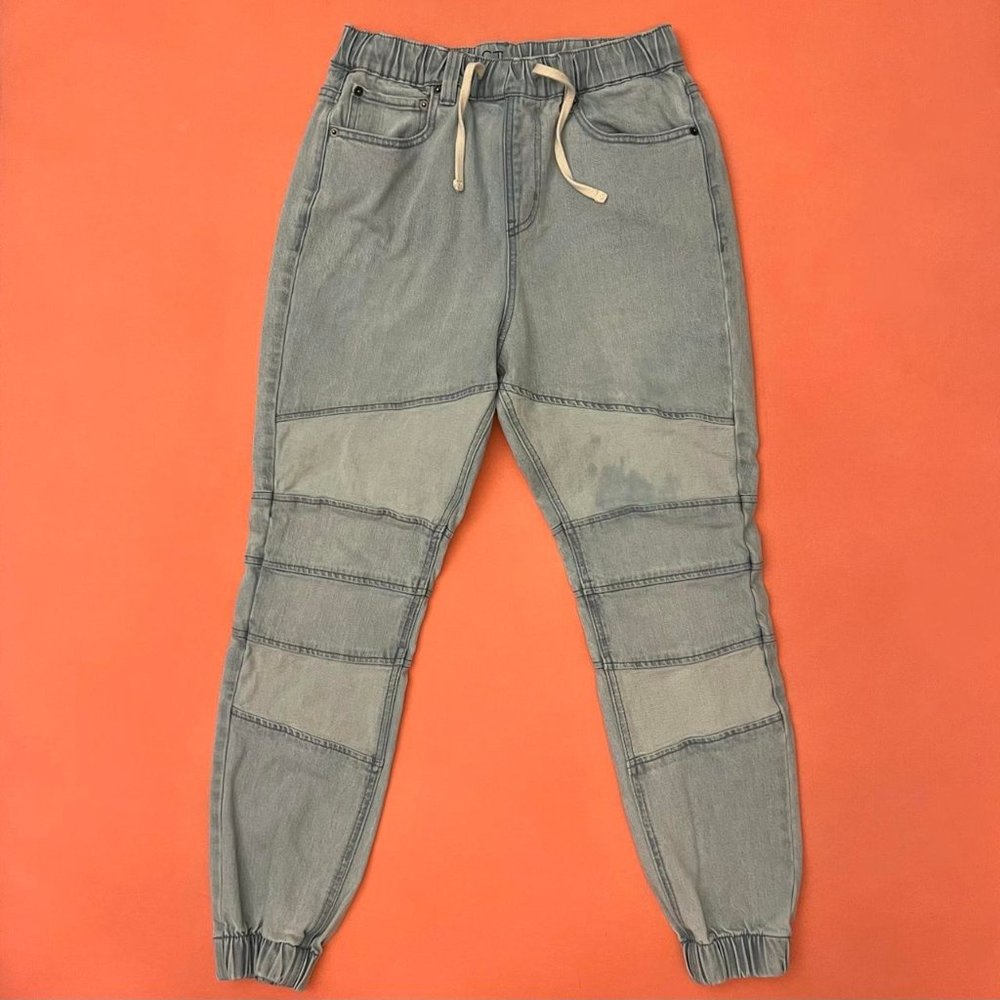 ★ East Pointe two-toned high-waisted denim joggers